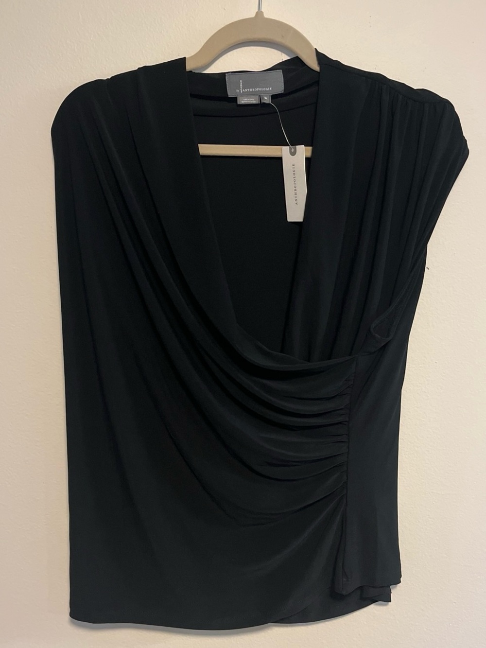 Anthropologie Black Sleeveless Draped Cowl Top